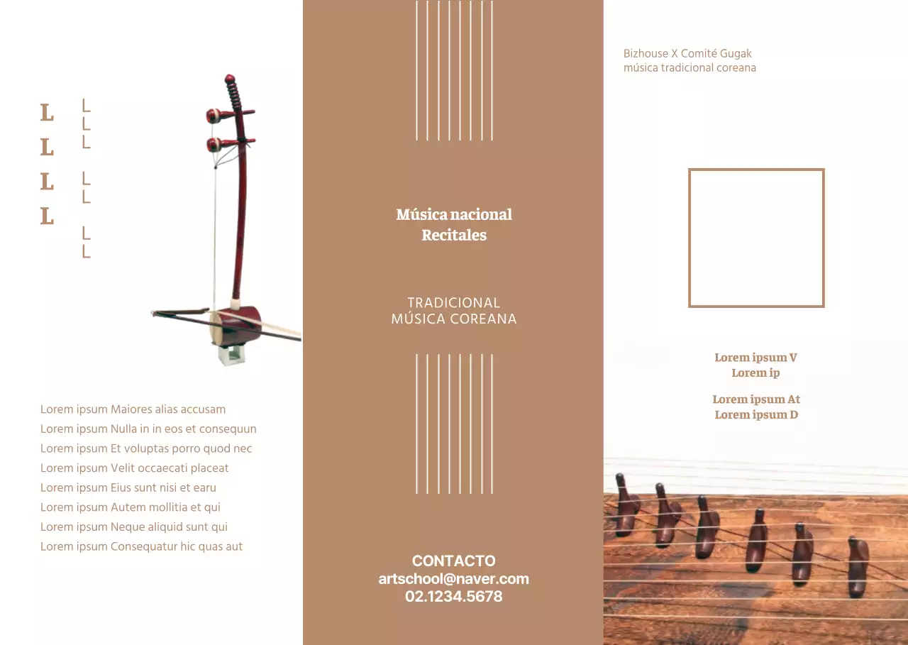 Presentación de un recital clásico en marrón apagado