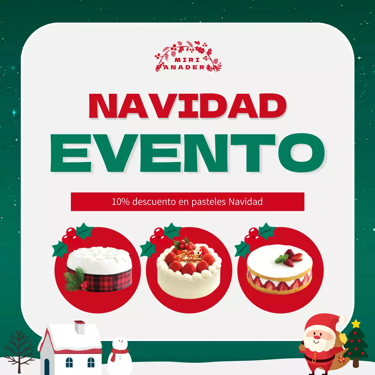 Banderola roja y verde para la venta de pasteles de Navidad