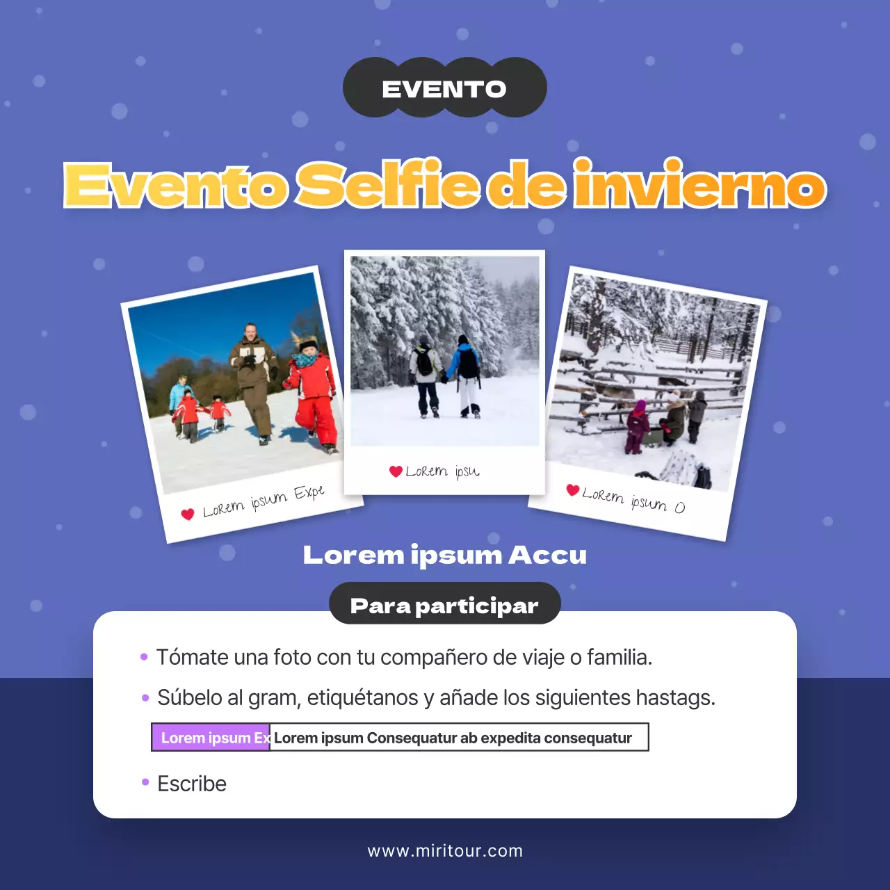 Presentamos los destinos de invierno azul cielo y púrpura