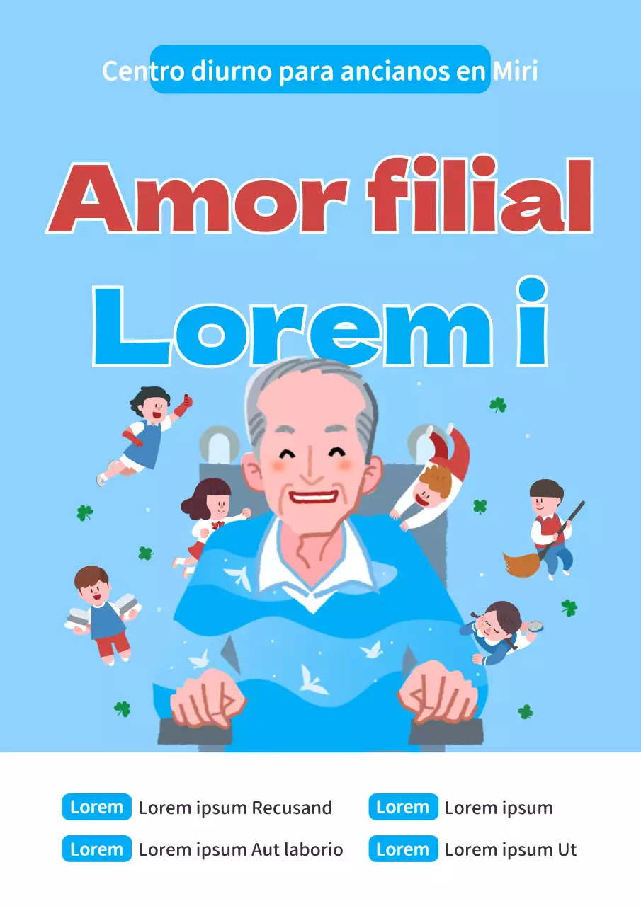 Guía de reclutamiento de voluntarios para el centro de atención a la tercera edad celeste y rojo