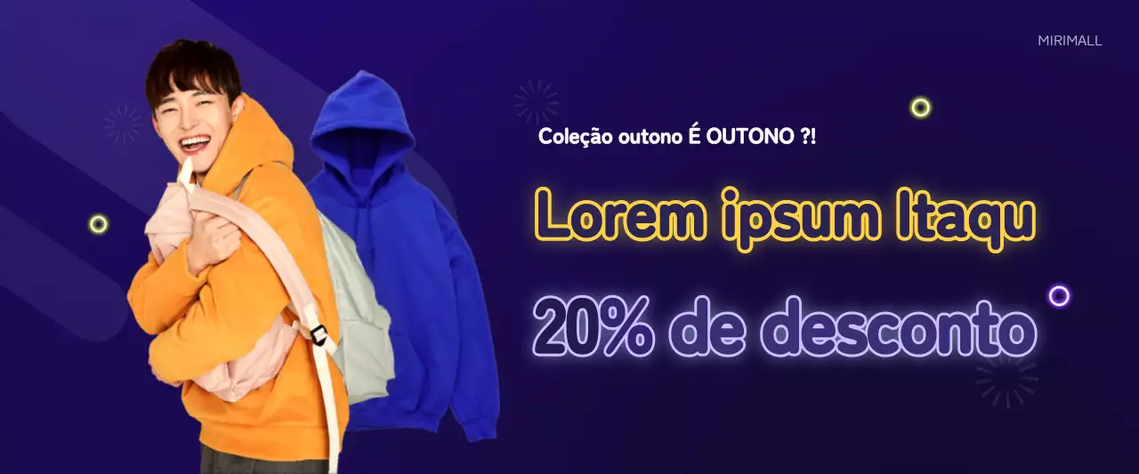 Promoção de vestuário de conceito amarelo néon e azul
