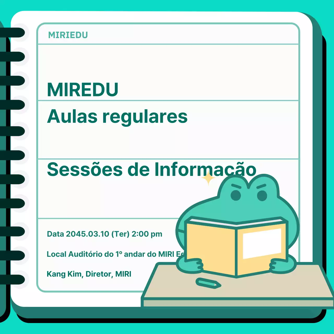 Caderno turquesaCarácter giroIlustraçãoRevistaReunião regulamentar