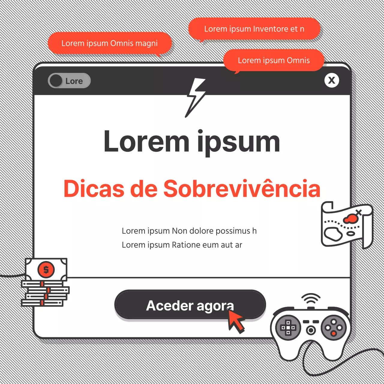 Cartão de férias Obon em formato de jogo, cinzento escuro e laranjaNotícias