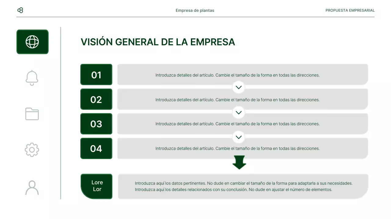Propuesta de negocio de negocios en blanco y verde concepto de hoja natural