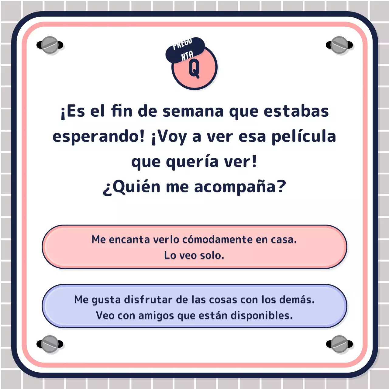 Test de texto sencillo en rosa malva azul marino