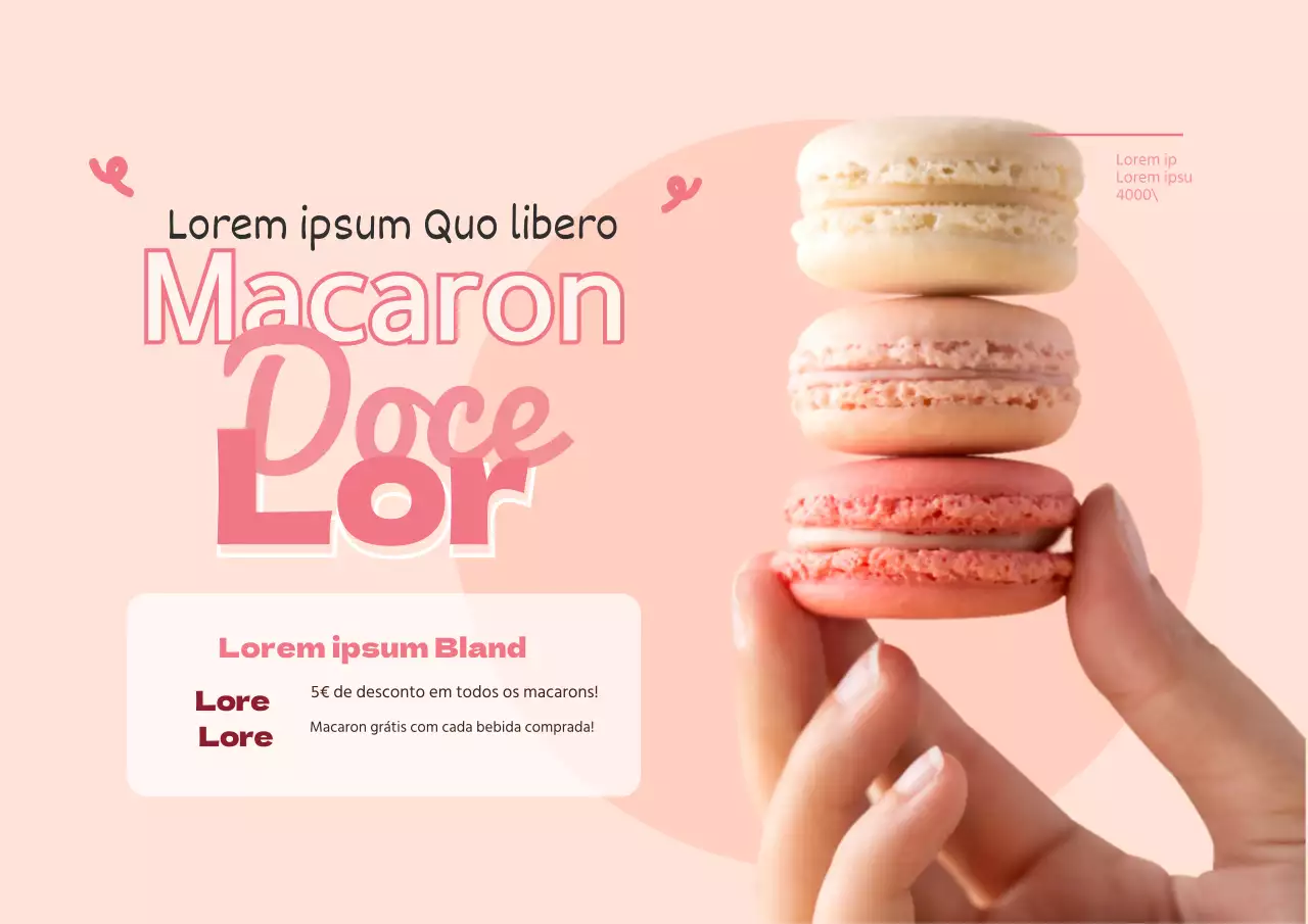 Promover sobremesas giras destacando fotografias cor-de-rosa