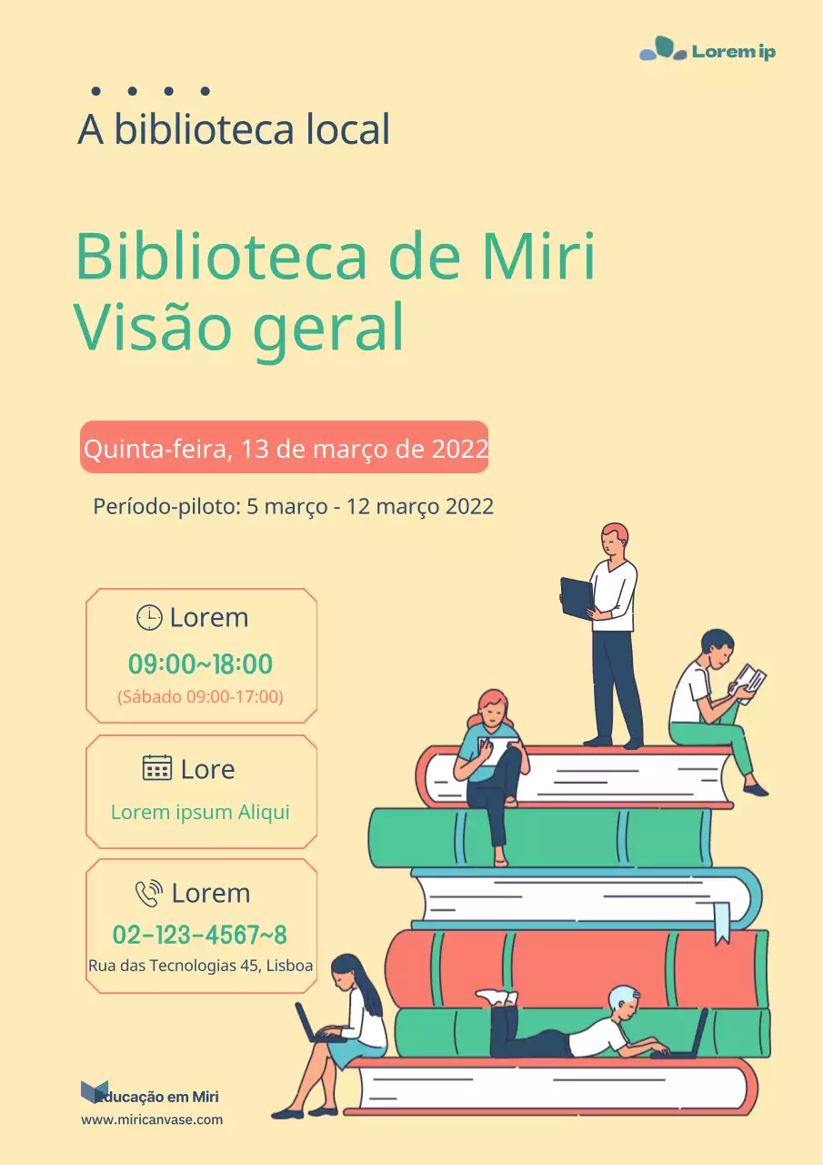 Cartaz de abertura da biblioteca