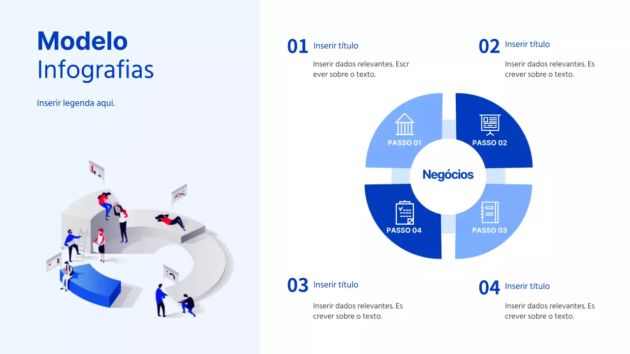 Bluetone Infographics Templates Gráficos Etapa 4 Reunião de negócios Trabalho de equipa