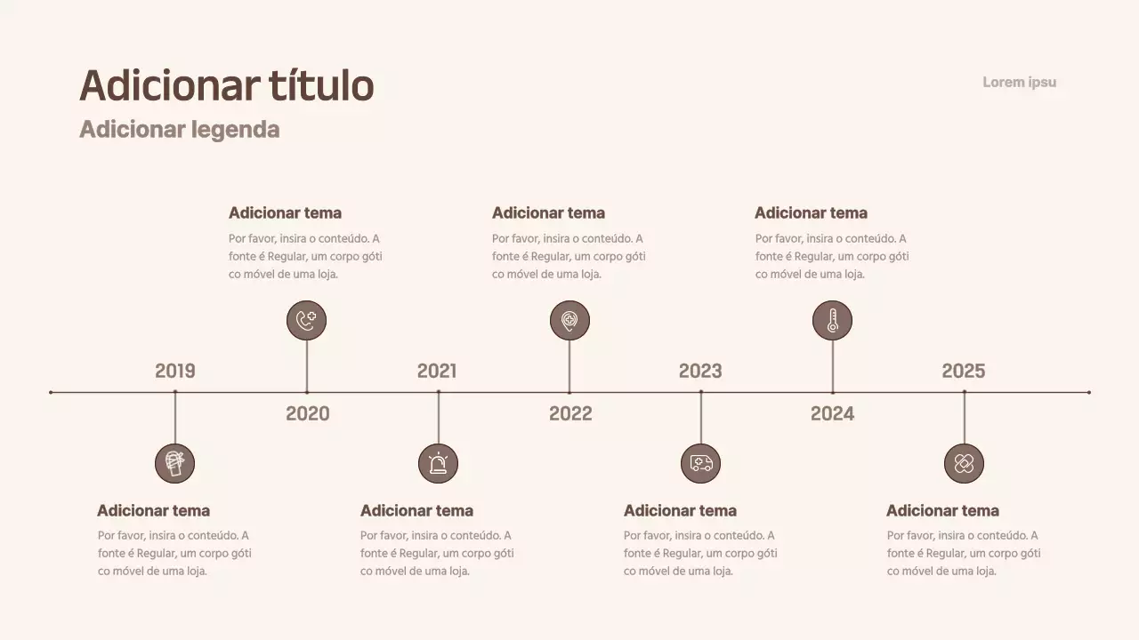 Gráfico de cronologia com conceito simples castanho