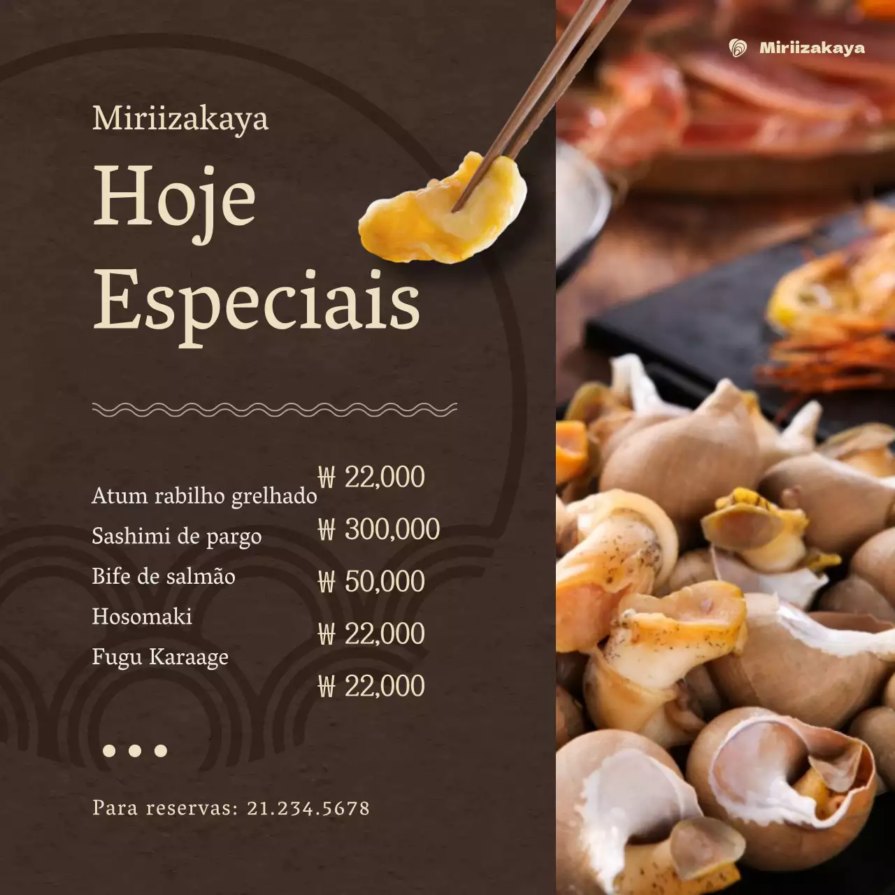 Um quadro de menu de izakaya limpo e castanho-escuro