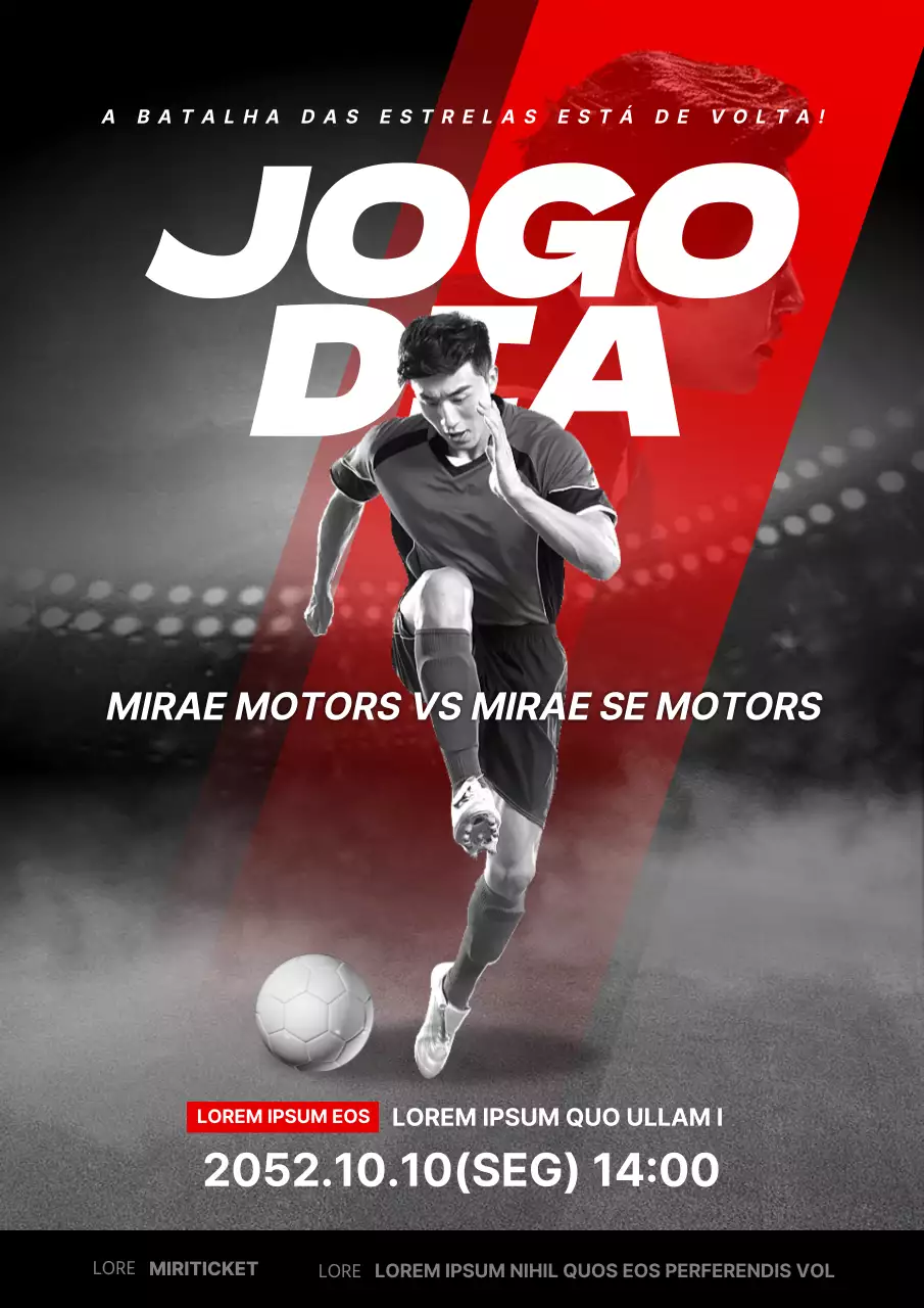 Jogo de futebol com conceito diagonal a preto e vermelho