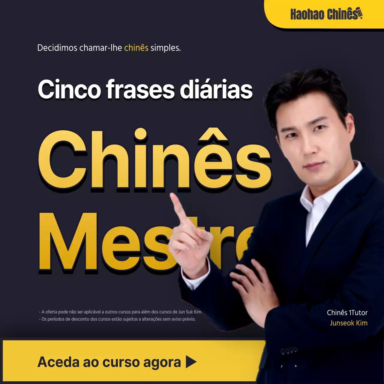 Promoção escolar com texto a amarelo e preto