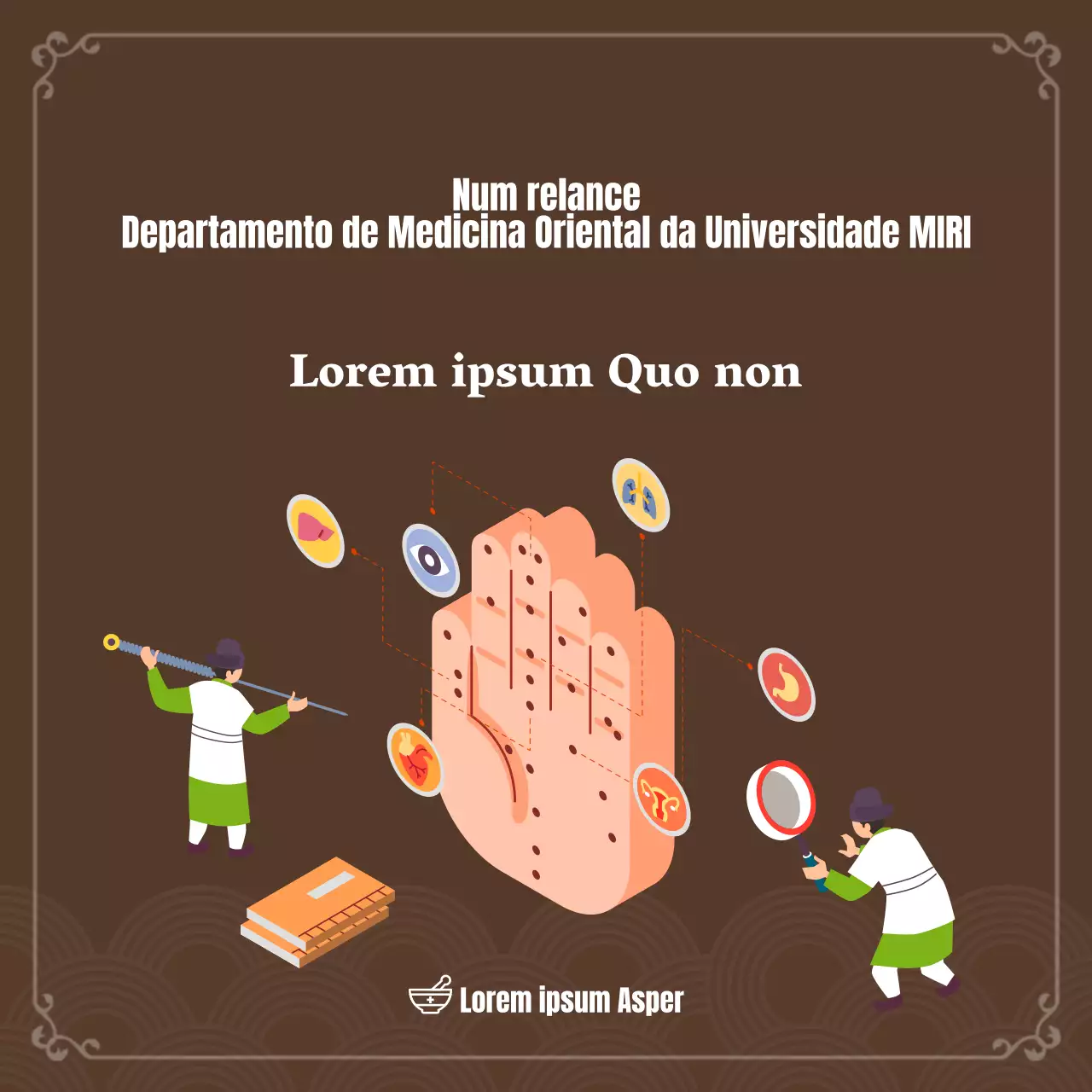 Introdução à medicina chinesa Conceito de ilustração em tons de castanho