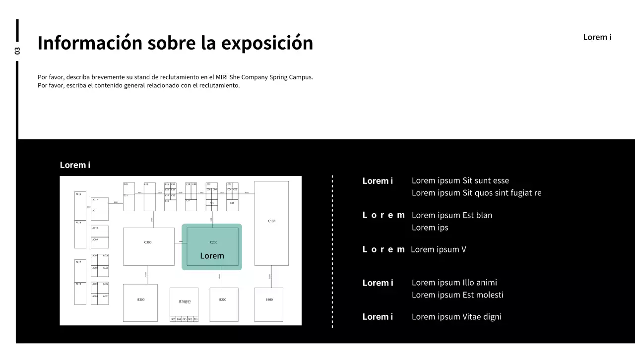 Informe de planificación del stand en blanco y negro