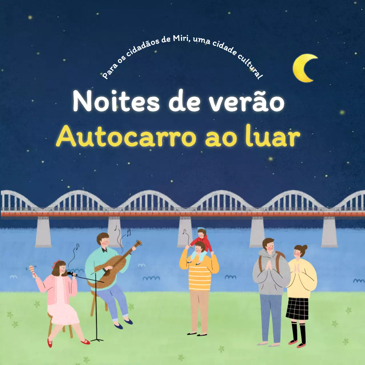 Promova a sua atuação minimalista de busking musical em azul-marinho e chartreuse