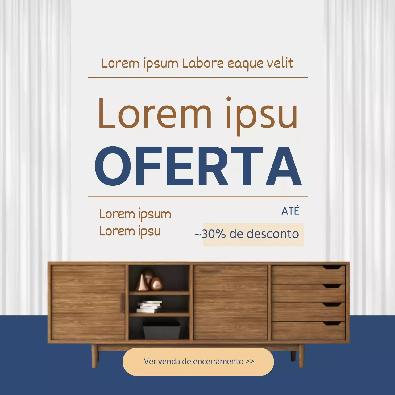 Uma venda de móveis azuis e limpos