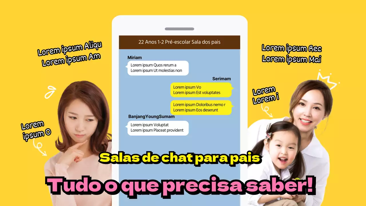 As dicas da sala de chat dos pais em amarelo incluem