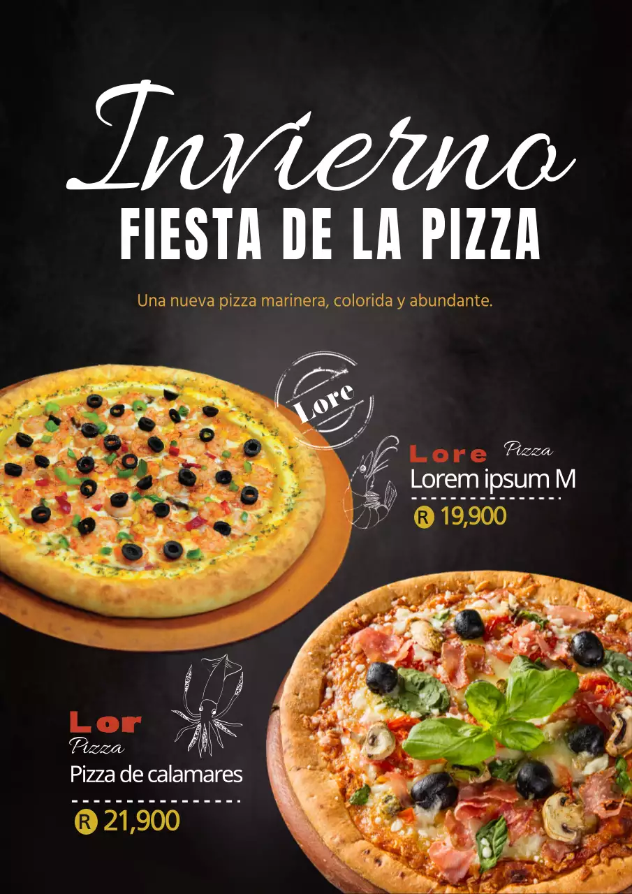 Presentamos la nueva pizza de marisco ennegrecido