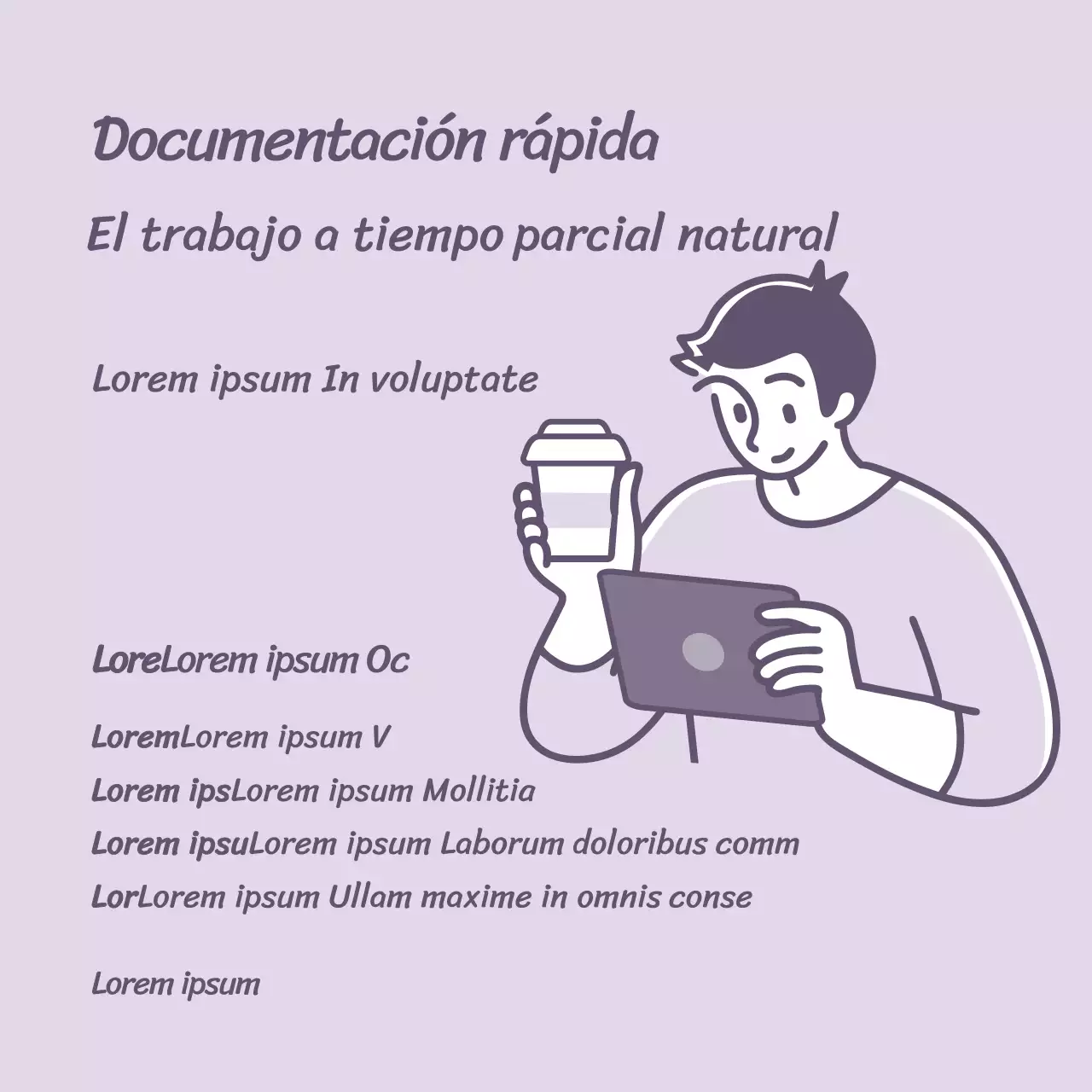 Púrpura simple ilustración hombre documentación a tiempo parcial curriculum vitae social media cuadrado