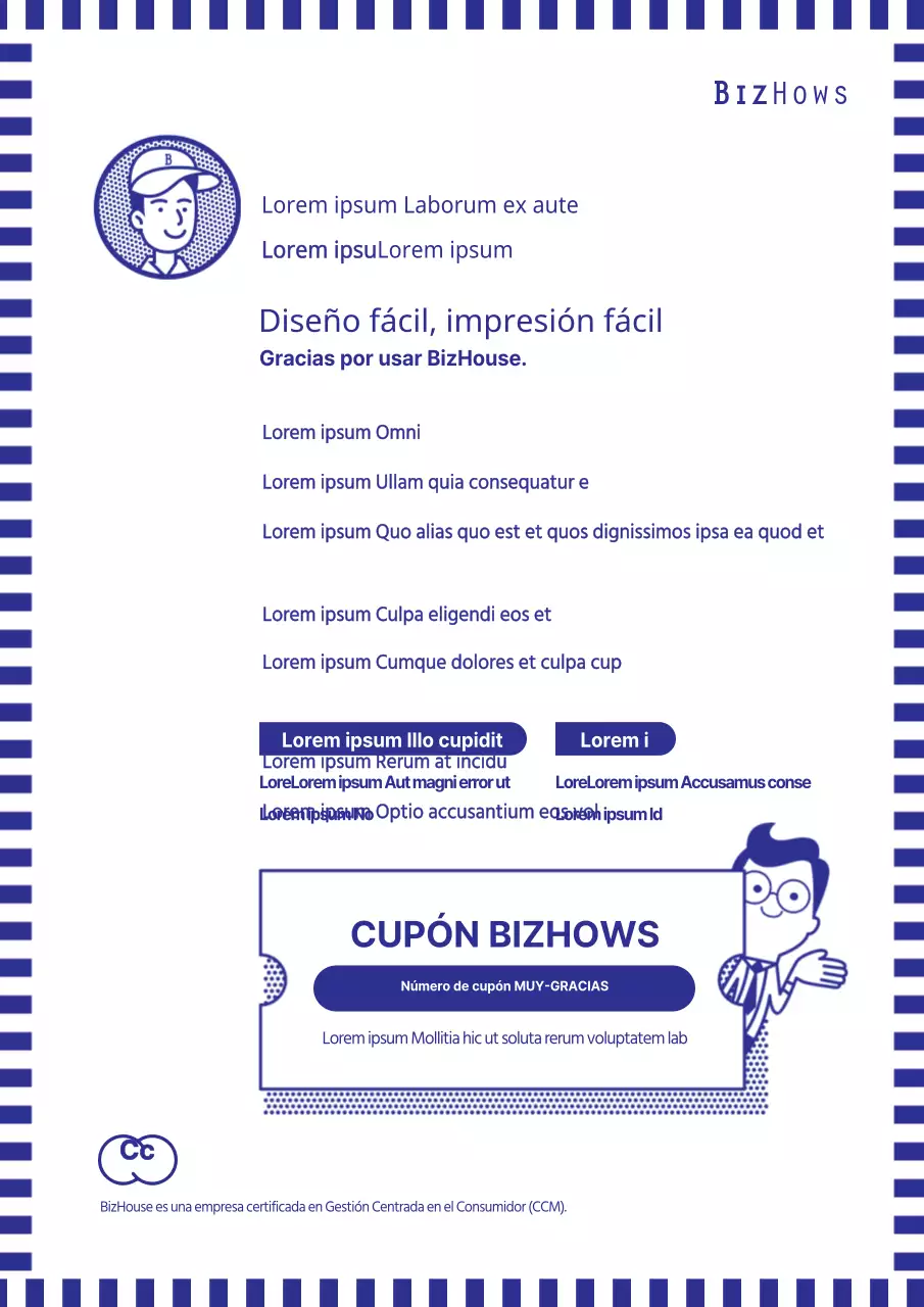 Cartel de diseño sencillo en azul y blanco para un centro comercial