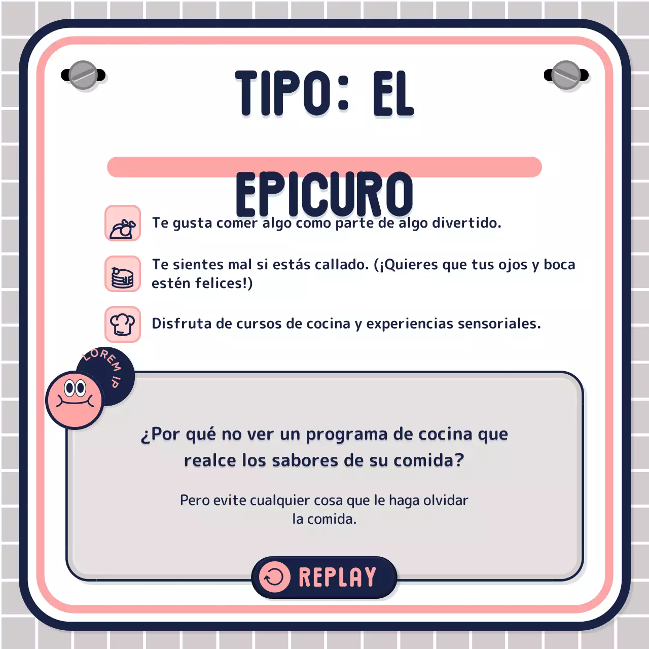 Test de texto sencillo en rosa malva azul marino