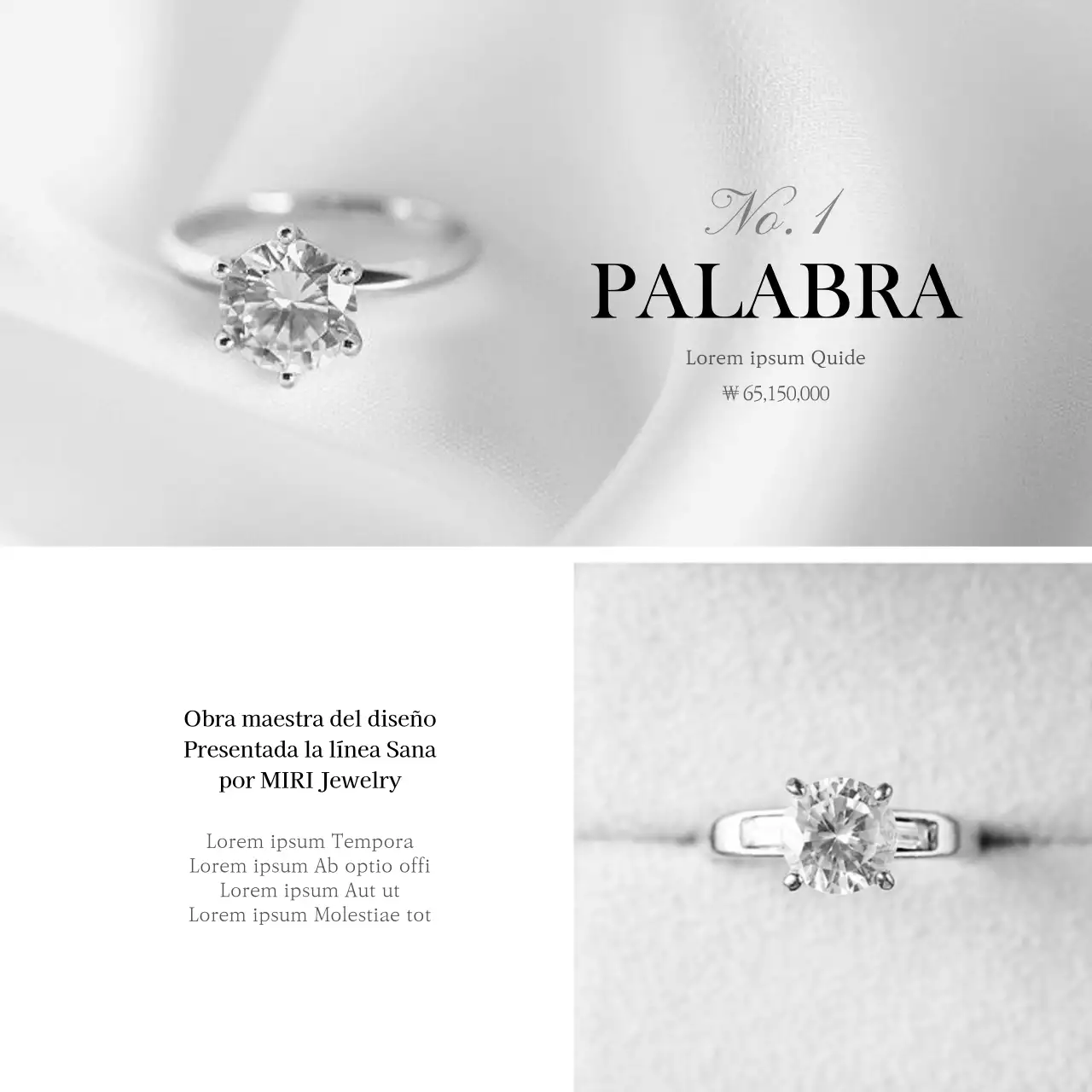 Presentamos los anillos de una joyería de lujo en blanco y negro