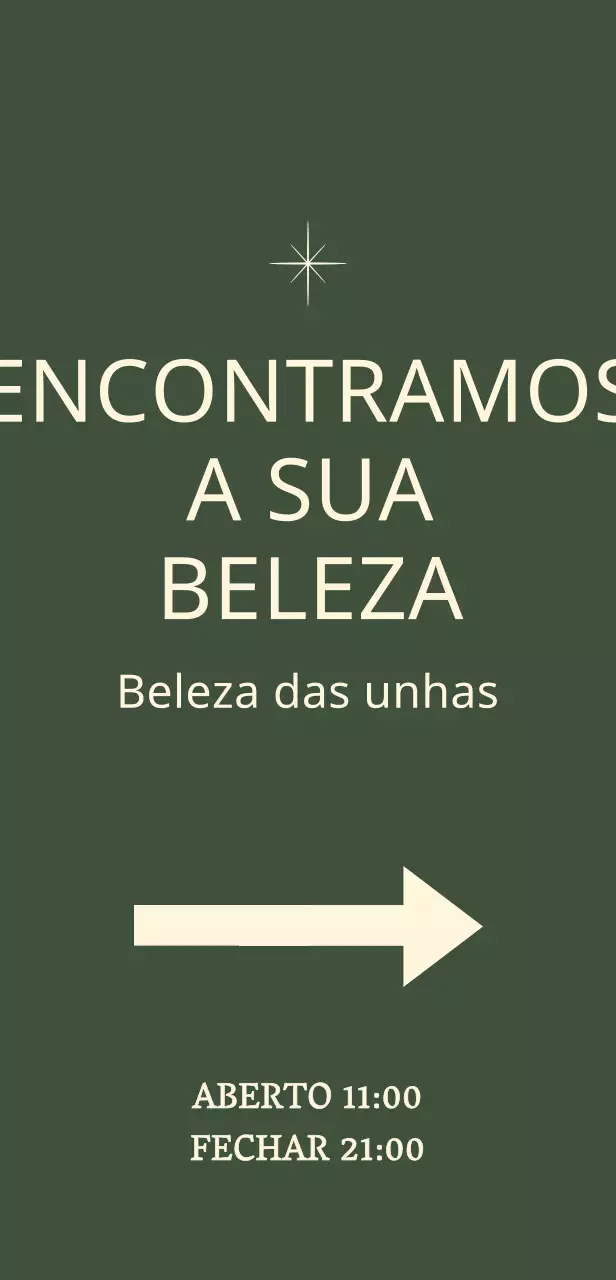 Sinal de unha com ilustração de estrela sobre fundo verde