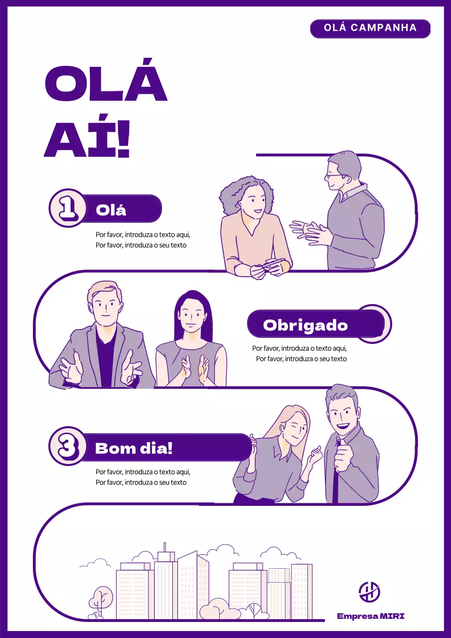 Campanha de saudação interna em roxo