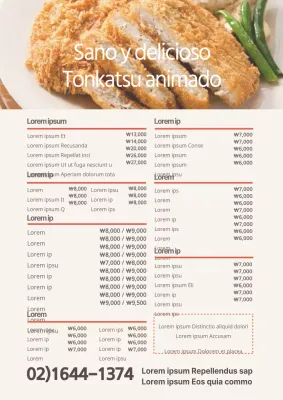 Menú con foto de tonkatsu amarillo
