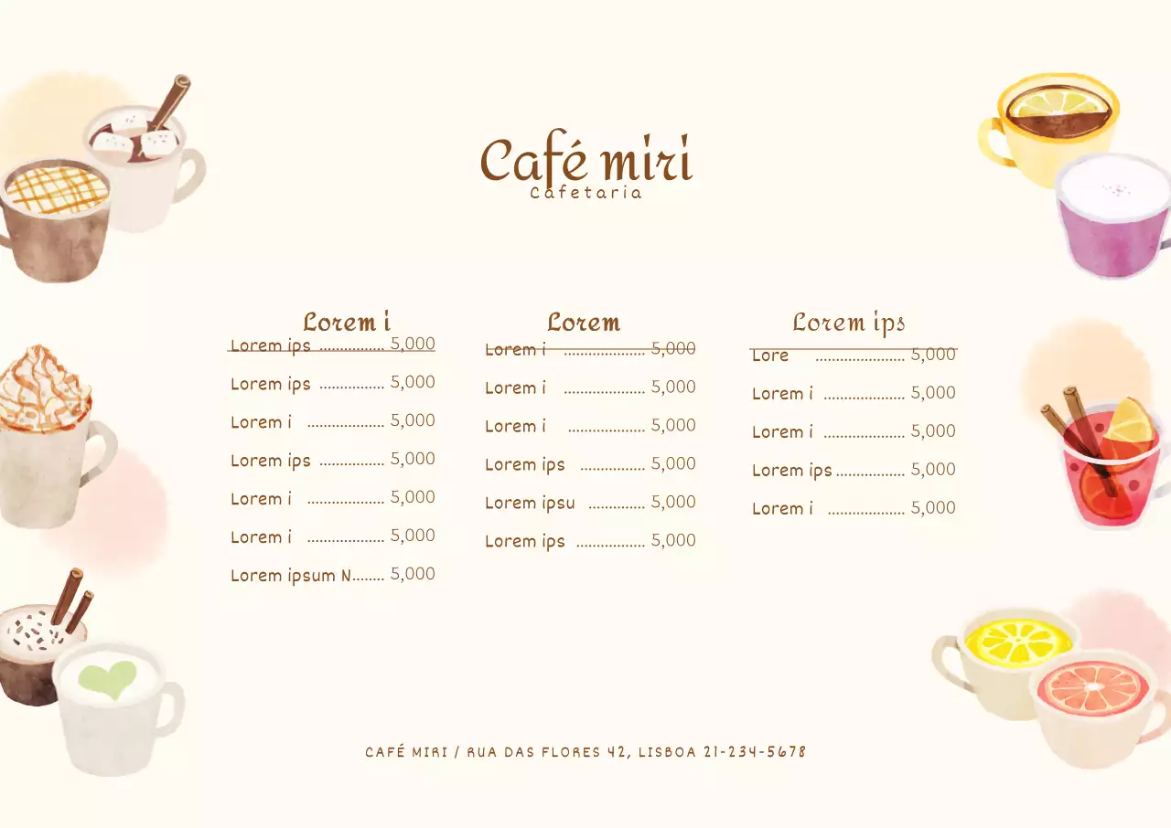 Ementa ilustrada do café