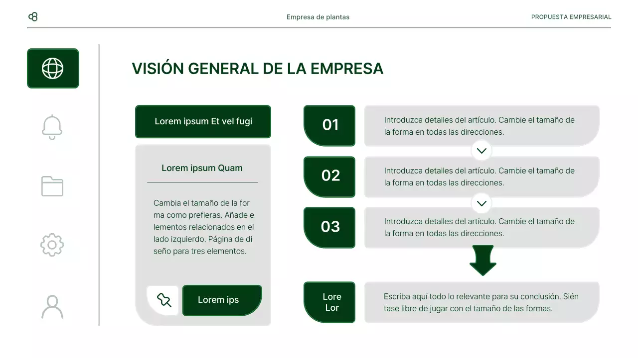 Propuesta de negocio de negocios en blanco y verde concepto de hoja natural