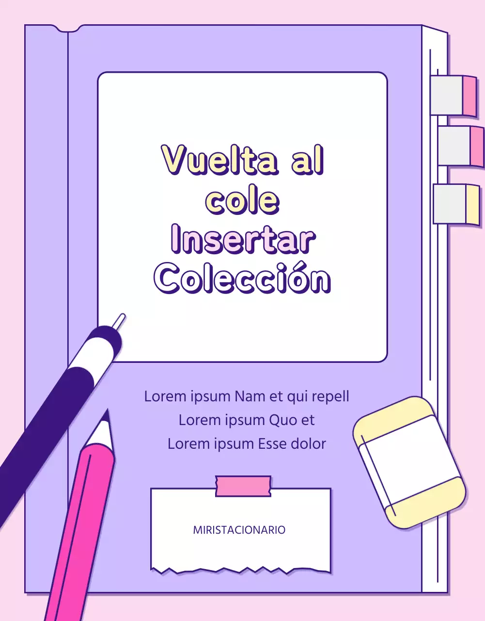 Una colección de ilustraciones lineales en rosa y malva para la vuelta al cole.