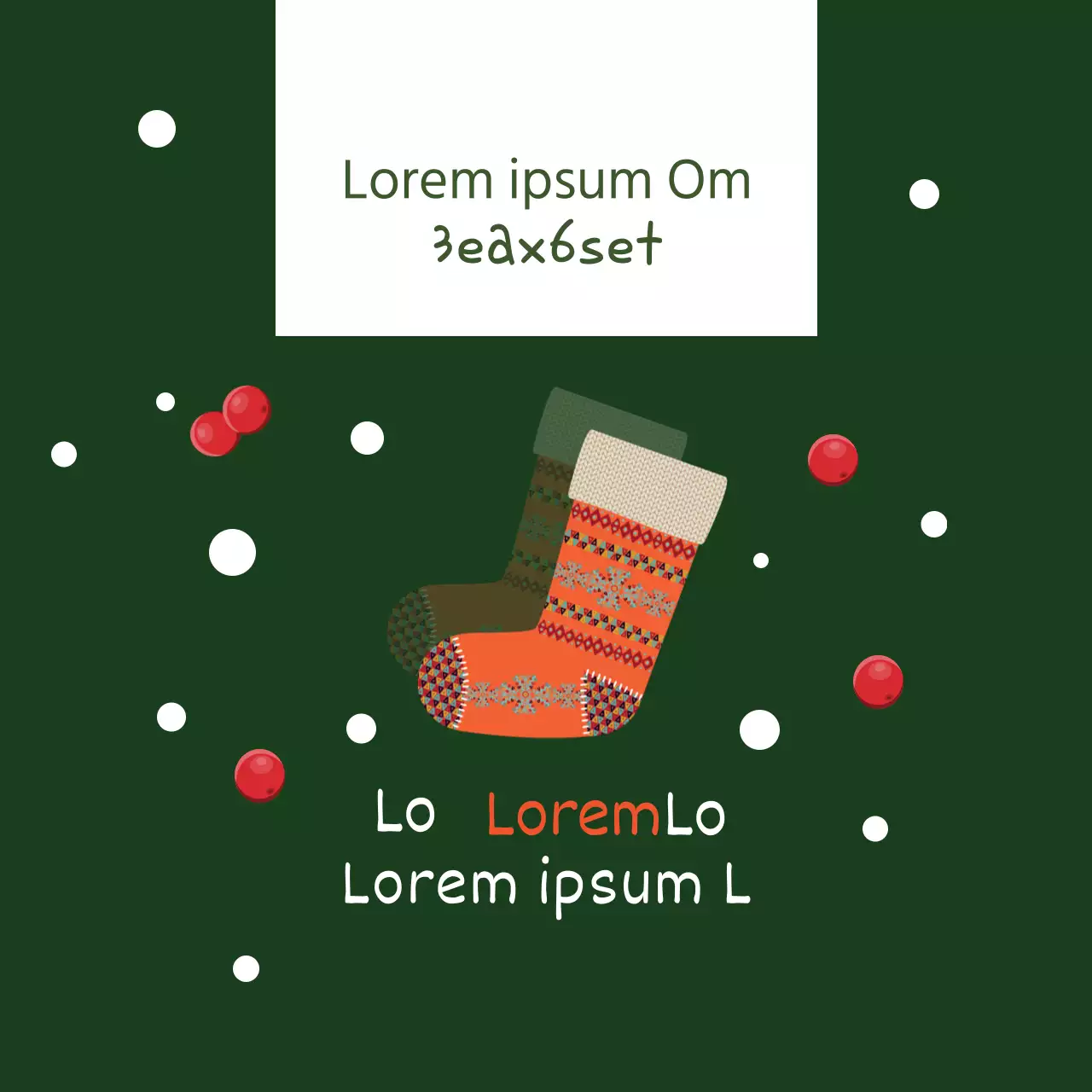 Ilustração vermelho-verde Etiqueta de presente de meias de Natal