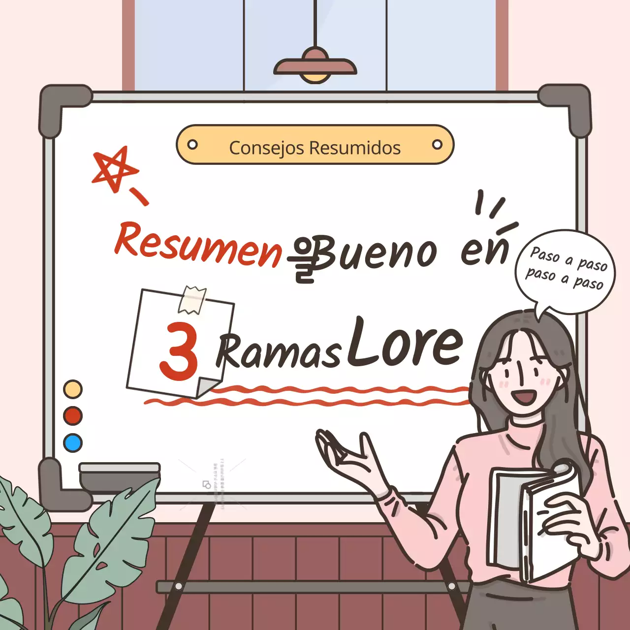 Guía para resumir información básica en rosa y blanco