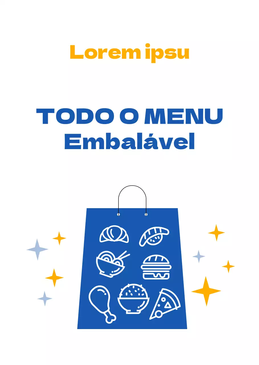 Conceito limpo e ilustrado em azul e amarelo para orientar o distanciamento e a embalagem