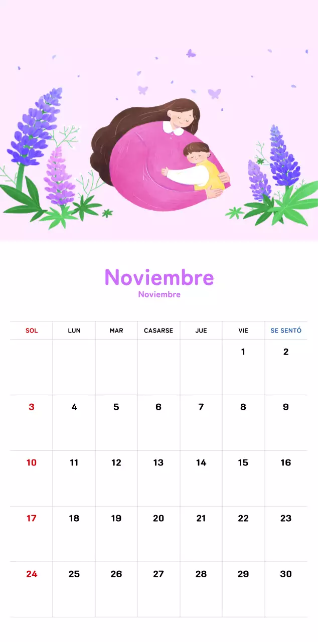 Un cálido calendario ilustrado de Año Nuevo