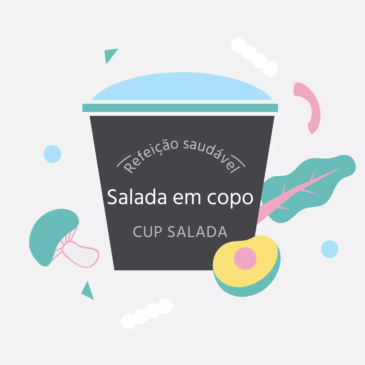 Cinzento claro Autocolantes para lancheira Cup Salad simples