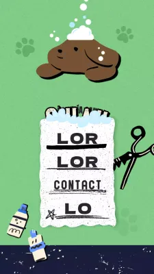 Una historia de Instagram sobre un perro marrón dándose un baño de burbujas sobre un fondo verde.