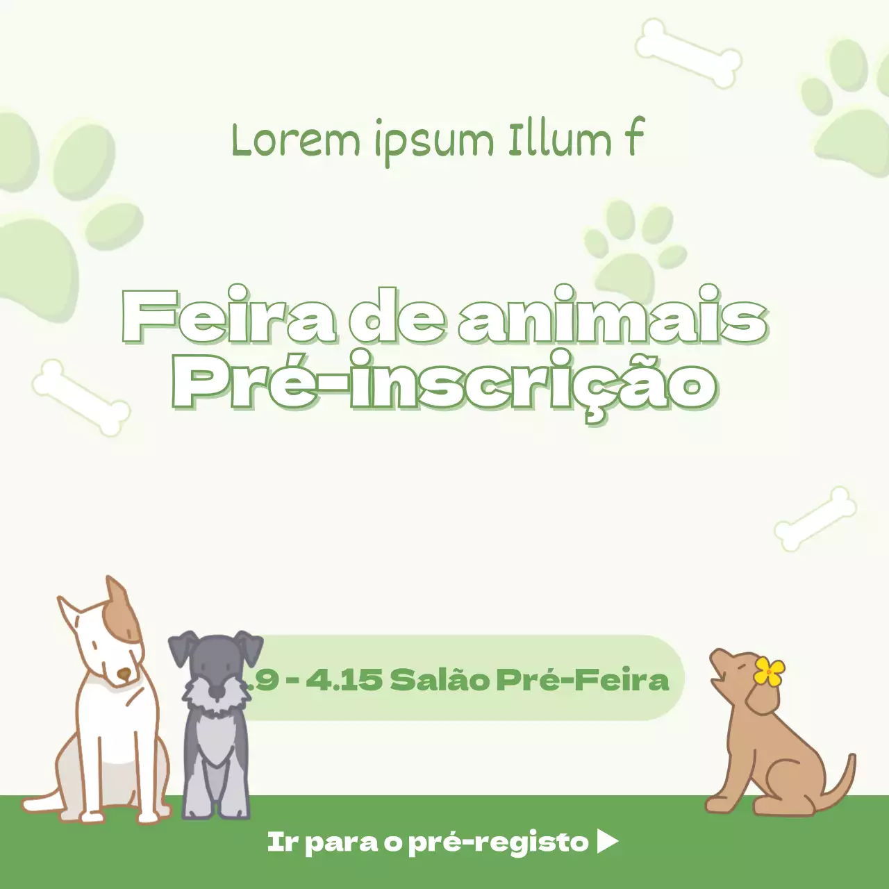 Promover a Pet Fair nas redes sociais em verde