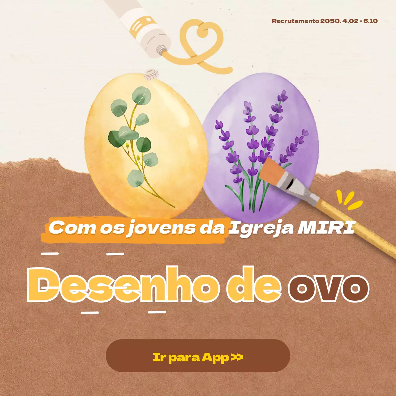 Desenho de ovo de Páscoa com papel bege e kraft para uma Páscoa calorosa Redes sociais