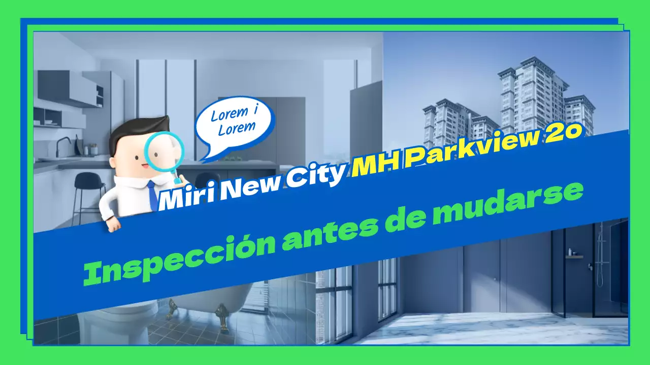 Tema de preinspección de apartamentos con marcos divididos y letras en azul chartreuse