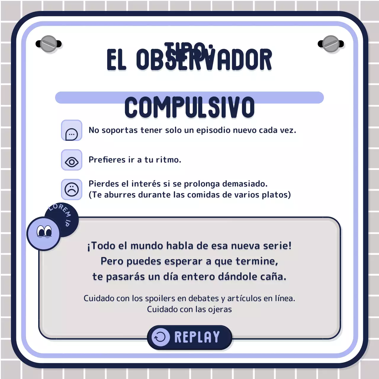 Test de texto sencillo en rosa malva azul marino