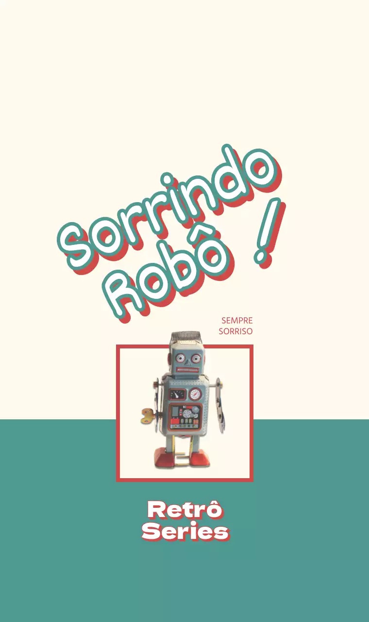 Robôs e tipografia giros em turquesa de estilo retro