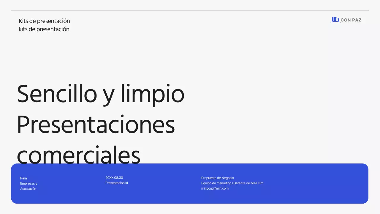 Propuesta corporativa sencilla y limpia en azul-gris