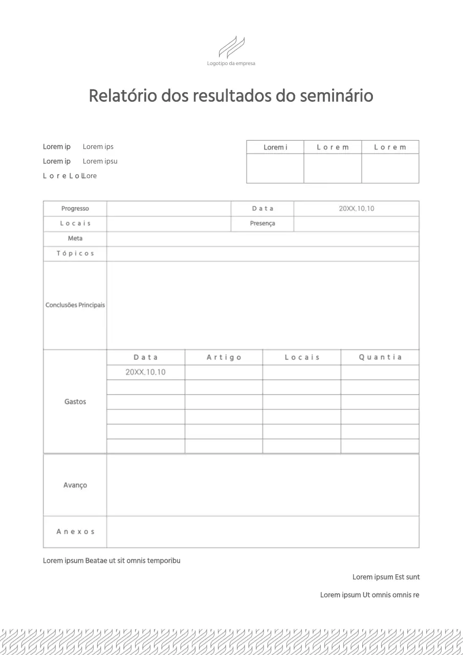 Relatórios de progresso em branco e cinzento