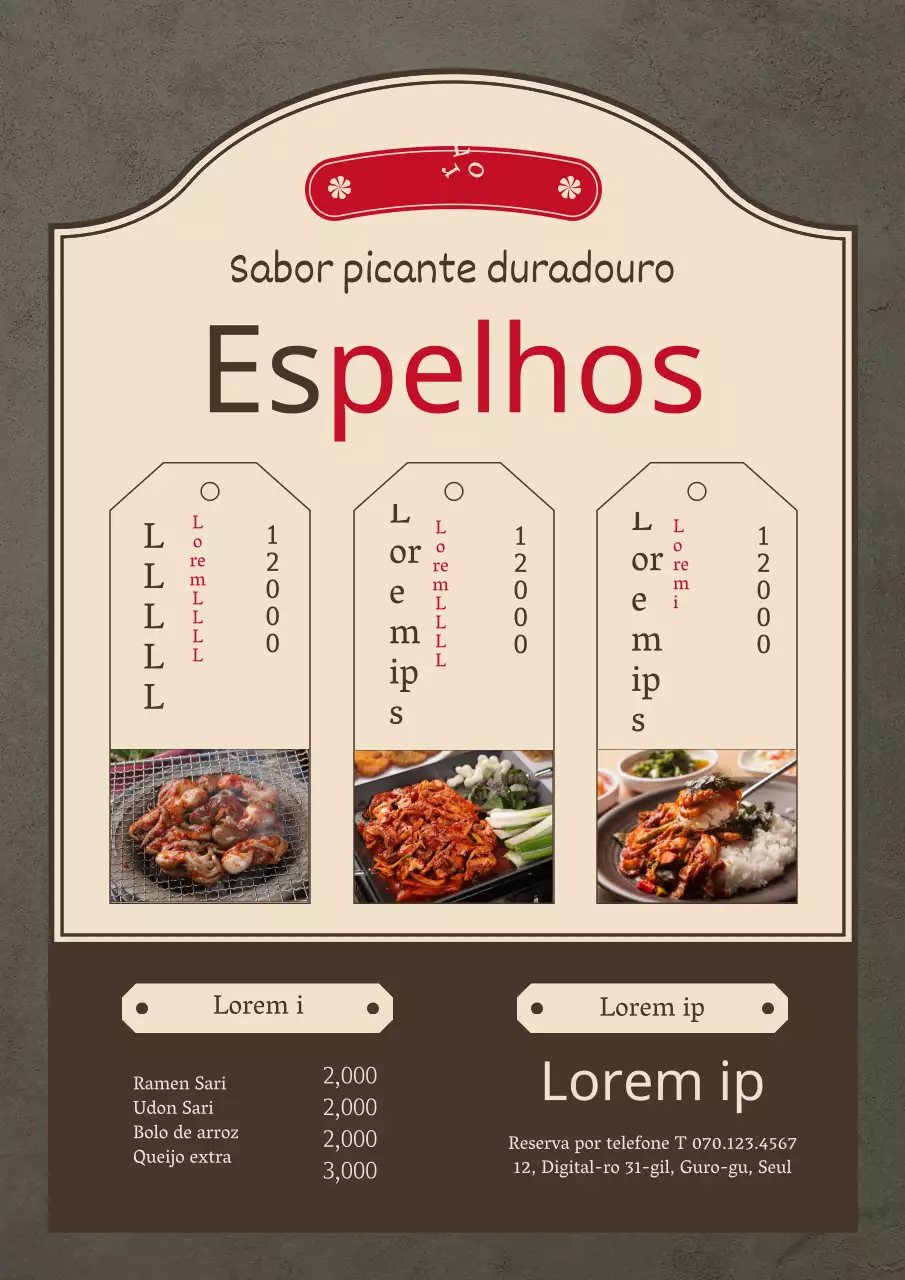 Um menu de restaurante de tonkatsu castanho e limpo.