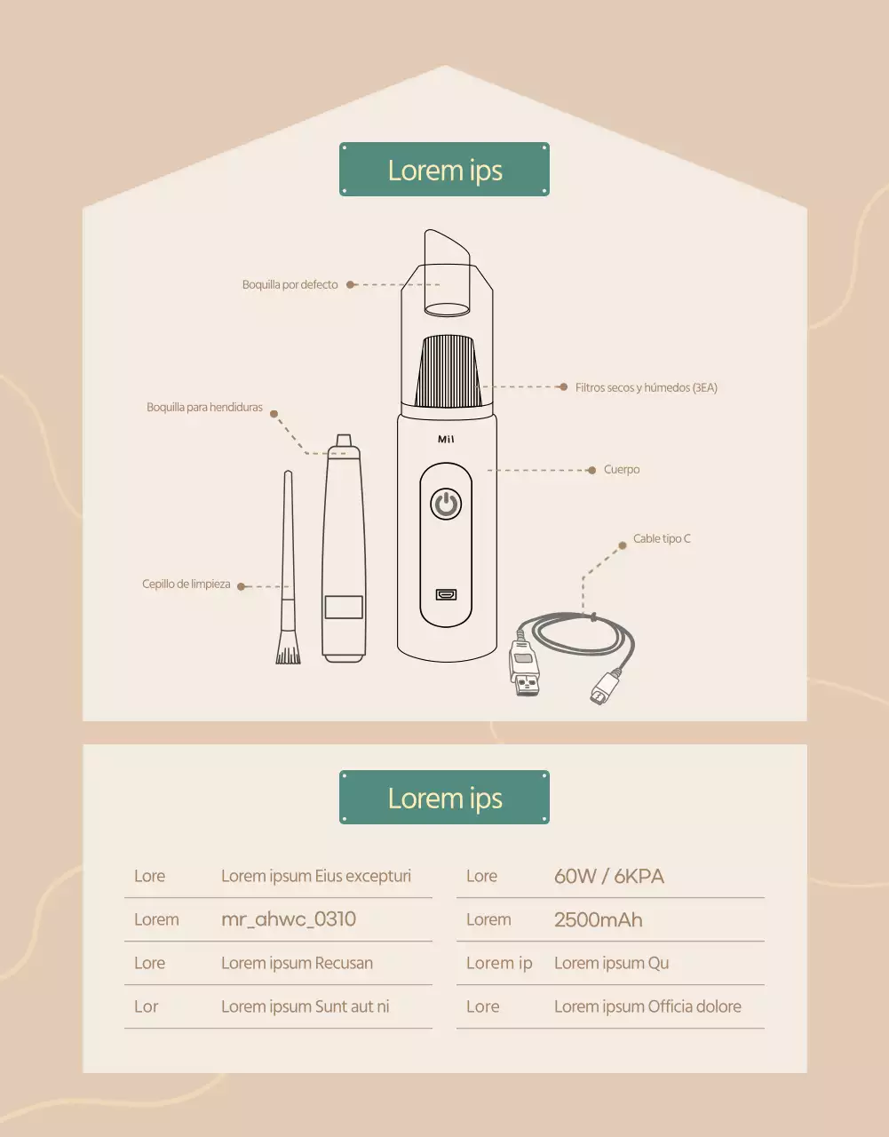 Presentamos un aspirador de mano sencillo y moderno en tonos marrones y beige