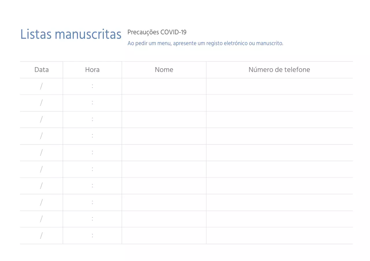 Lista manuscrita em preto e azul marinho de conceito simples corona