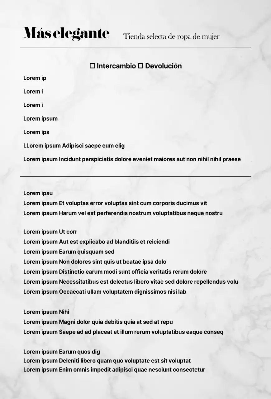 Tarjeta postal de intercambio de centro comercial en tonos mármol