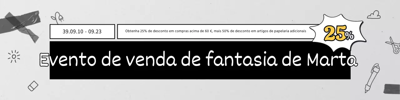 Artigos de papelaria simples e elegantes a preto e branco em promoção